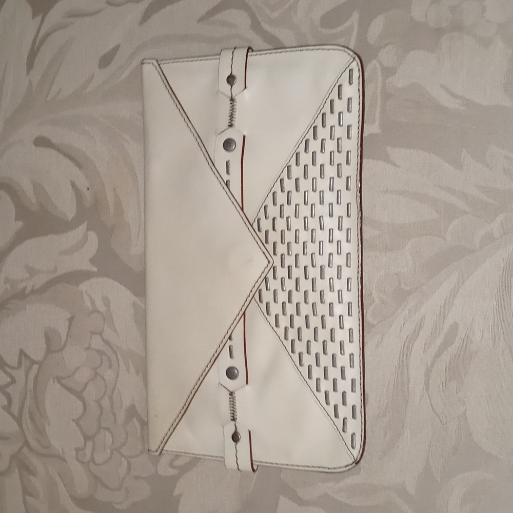 Olivia Harris Pouch Bag with Cream & Brown Accents
